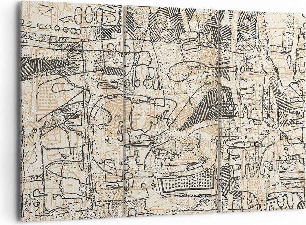 Bild auf Leinwand - Leinwandbild - 3 Teile - Graffiti Kritzeleien Zeichnen - 165x110cm - Wand Bild - Wanddeko - Wandbilder - Leinwanddruck - Bilder...