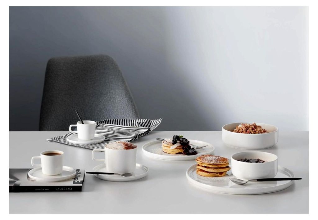 OCO Espressotasse mit Unterteller Fine Bone China Weiß 0,08 l