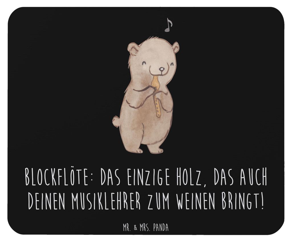 Mr. & Mrs. Panda Mouse Pad Blockflöte Humor - Schwarz - Geschenk, mousematte, Instrument, Musik, Musiker, Altblockflöte, Musikschule, Mauspad, So...