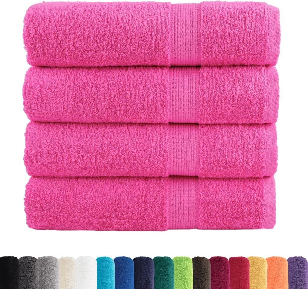vidaXL Premium-Duschtücher SOLUND 4 Stk. Rosa 70x140 cm 600 g/m²