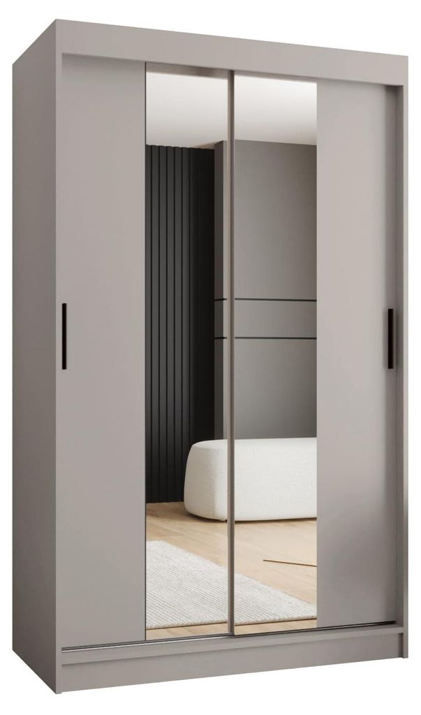Kryspol - - Kleiderschrank mit Spiegel, 120x200x62cm, 2 Tür, RUBINO T1 120 Kaschmir
