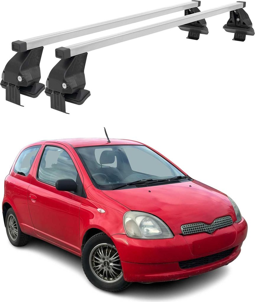 Menabo Dachträger Grundtäger für Toyota Yaris 1999-2005 50kg Stahl Silber 2 tlg