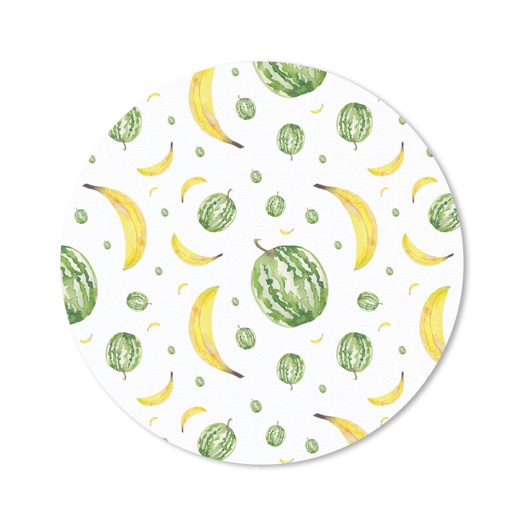 MuchoWow Mauspad Mousepad Wassermelonen - Bananen - Schablonen 30x30 cm - Mousepads - Maus Mat - Pad - Mausunterlage - Tischunterlage - Schreibti...