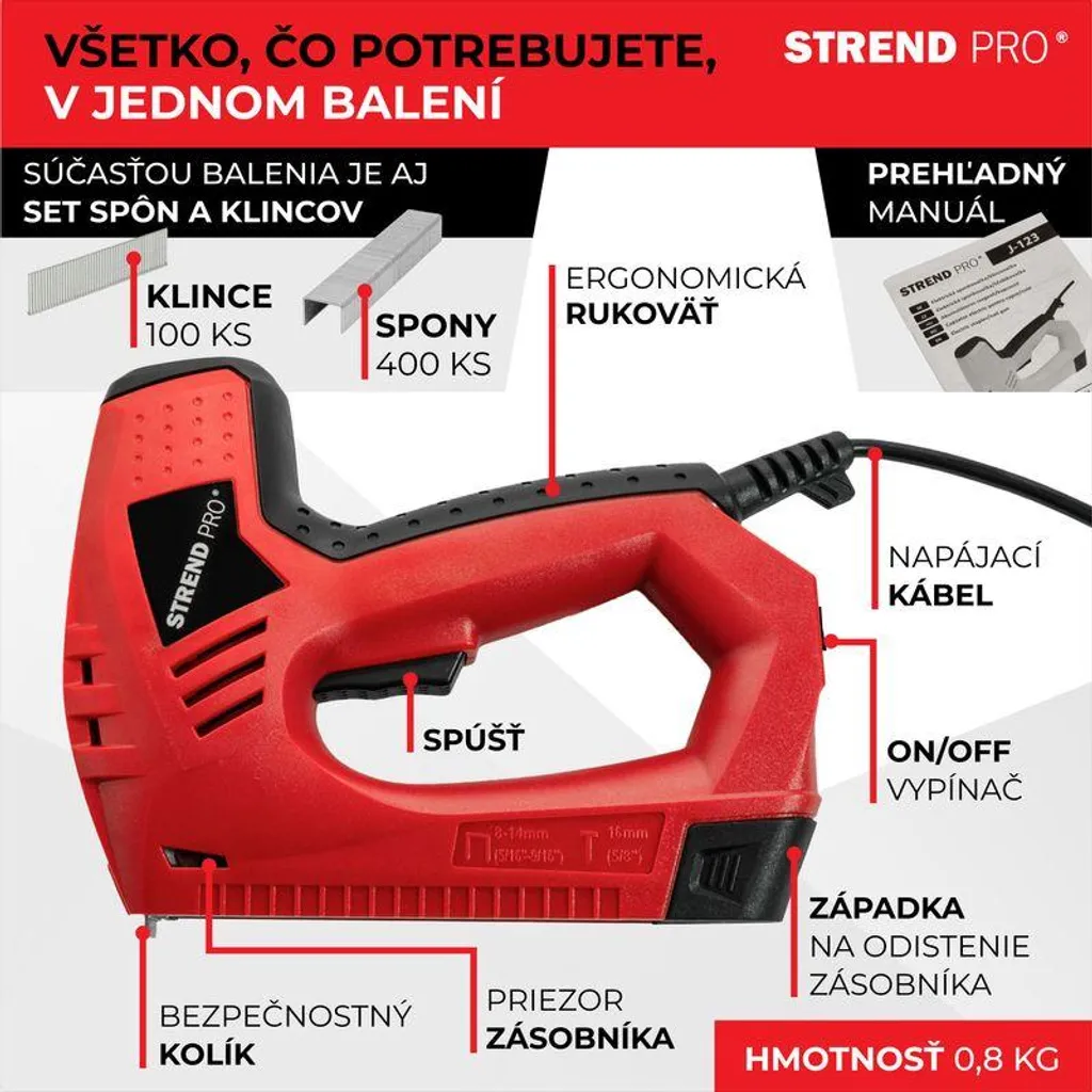 Agrafeuse cloueuse électrique Strend Pro J-123, polyvalence bricolage - 14