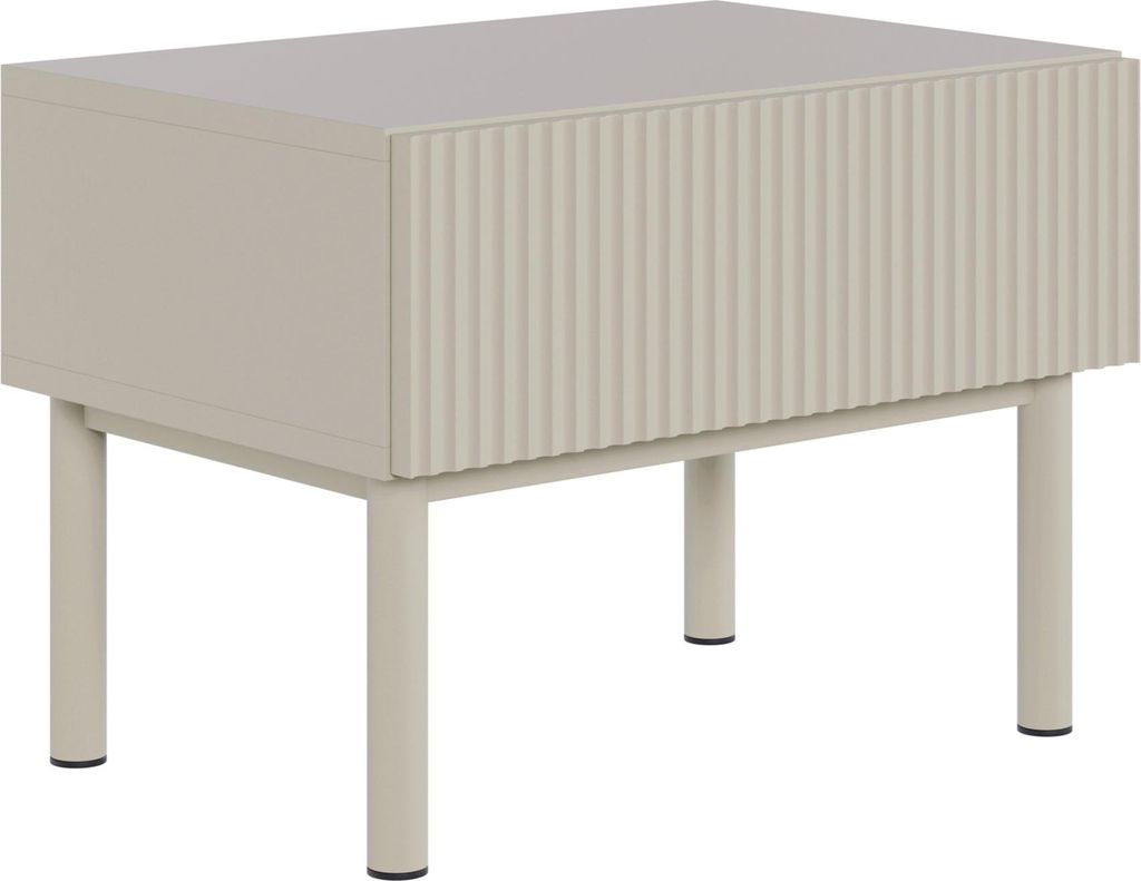 Selsey Veldio New – Nachttisch mit Rillenfront und Schublade, Greige, 50 cm