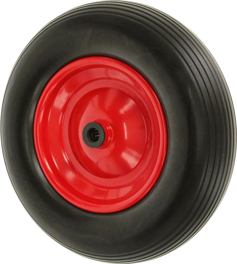 Pannensicheres Rad 400 x 100 (4.00-8), aus Polyurethan, inkl. Achse Ø 20 mm, schwarz