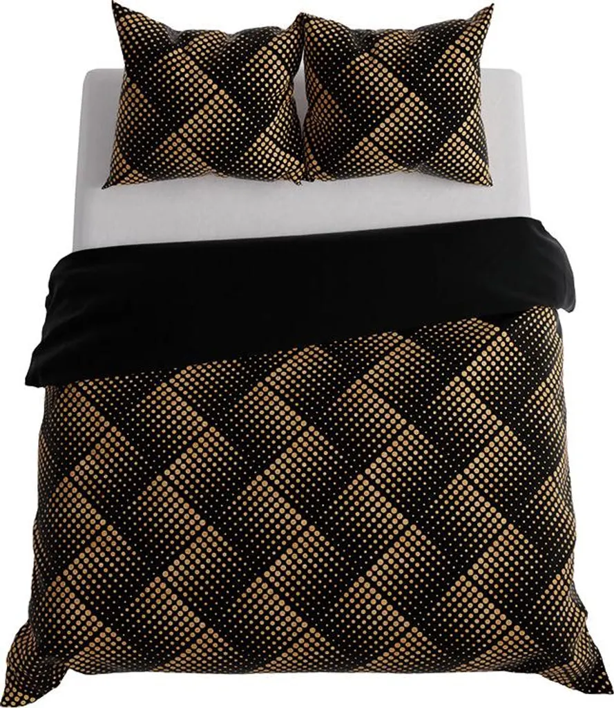 Biancheria da letto, raso di cotone, alta qualità 200x220 Luxe nero e oro