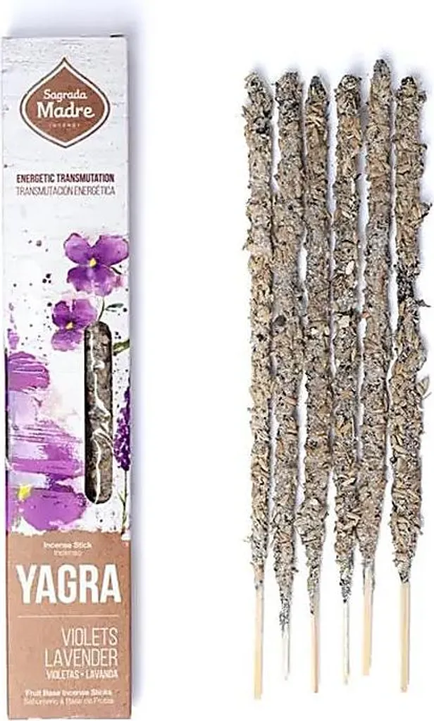 Encens Yagra Sagrada Madre Violettes Lavande Artisanaux - Pack de Deux