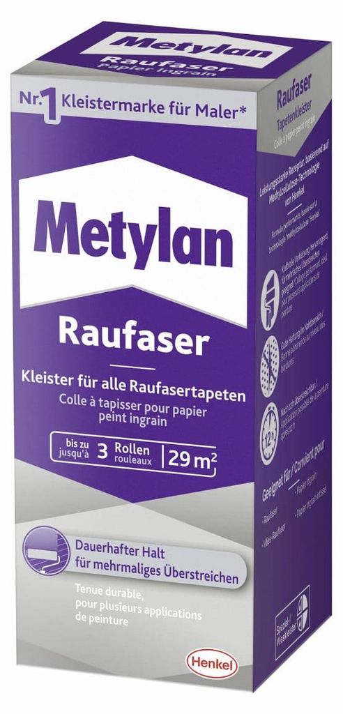 Metylan Raufaser Tapetenkleister 180 g Paket, trocknet Produktbild 