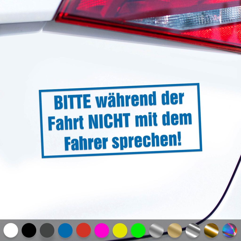 PantherPixel Fahrer Aufkleber Während Der Fahrt Nicht Sprechen Sticker Auto Geschenkidee Farbe Blau