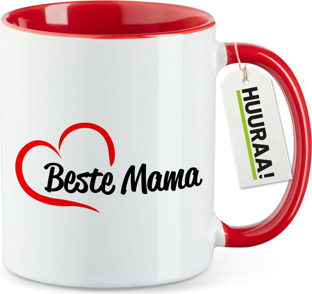Huuraa Kaffeetasse Beste Mama Herz 330ml Rot Keramik Kaffeebecher Geschenkidee