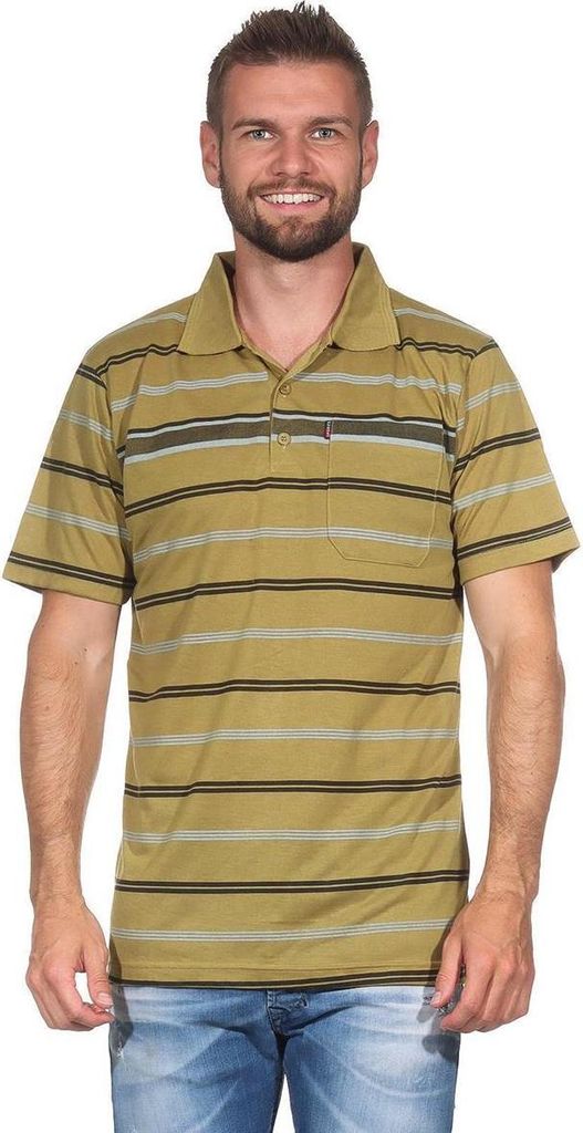 Herren Poloshirt Sommer Polo-Hemd Kurzarm; Oliv/M