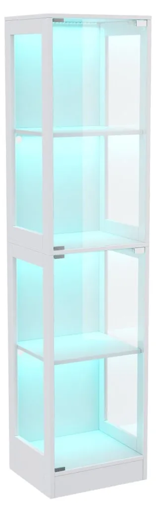 Meuble vitrine de collection avec éclairage LED connecté et 4 étagères - 12
