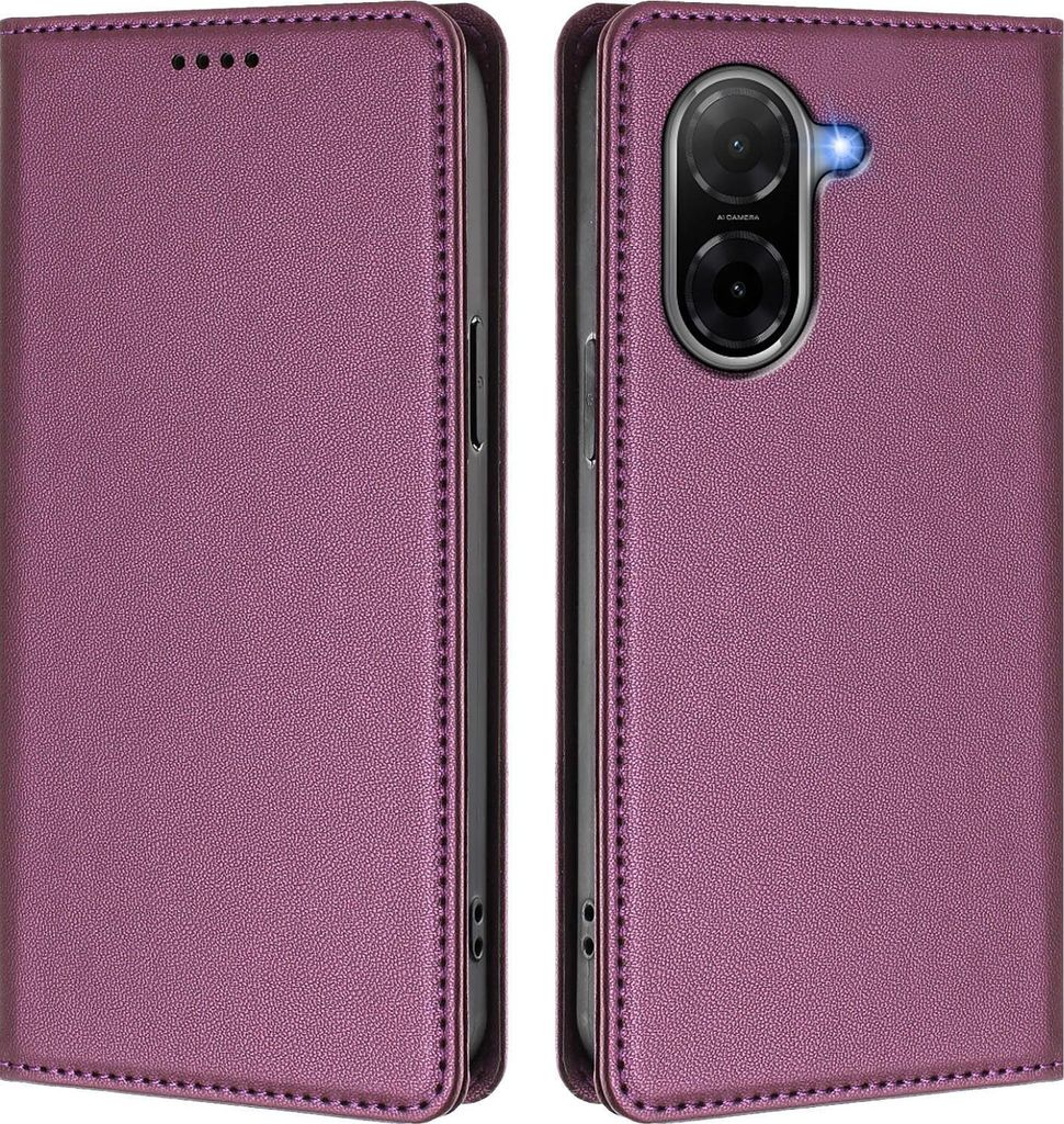 Handyhülle für Xiaomi Redmi A5 4G, Kunstleder Klapphülle Stoßfeste Magnetische Hülle mit Ständer Lila