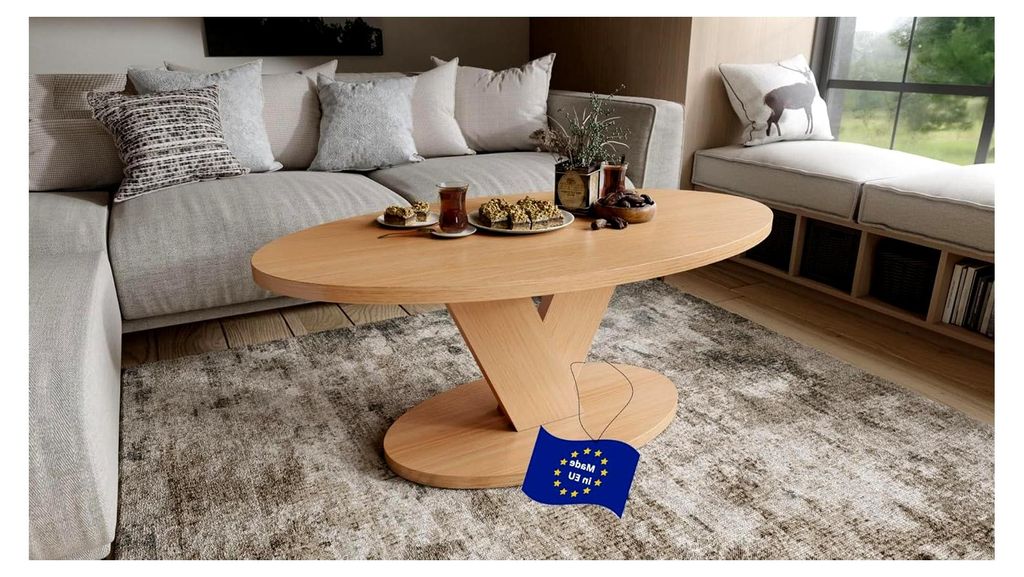 Couchtisch Lova Eiche Natur 110x45x60 cm oval