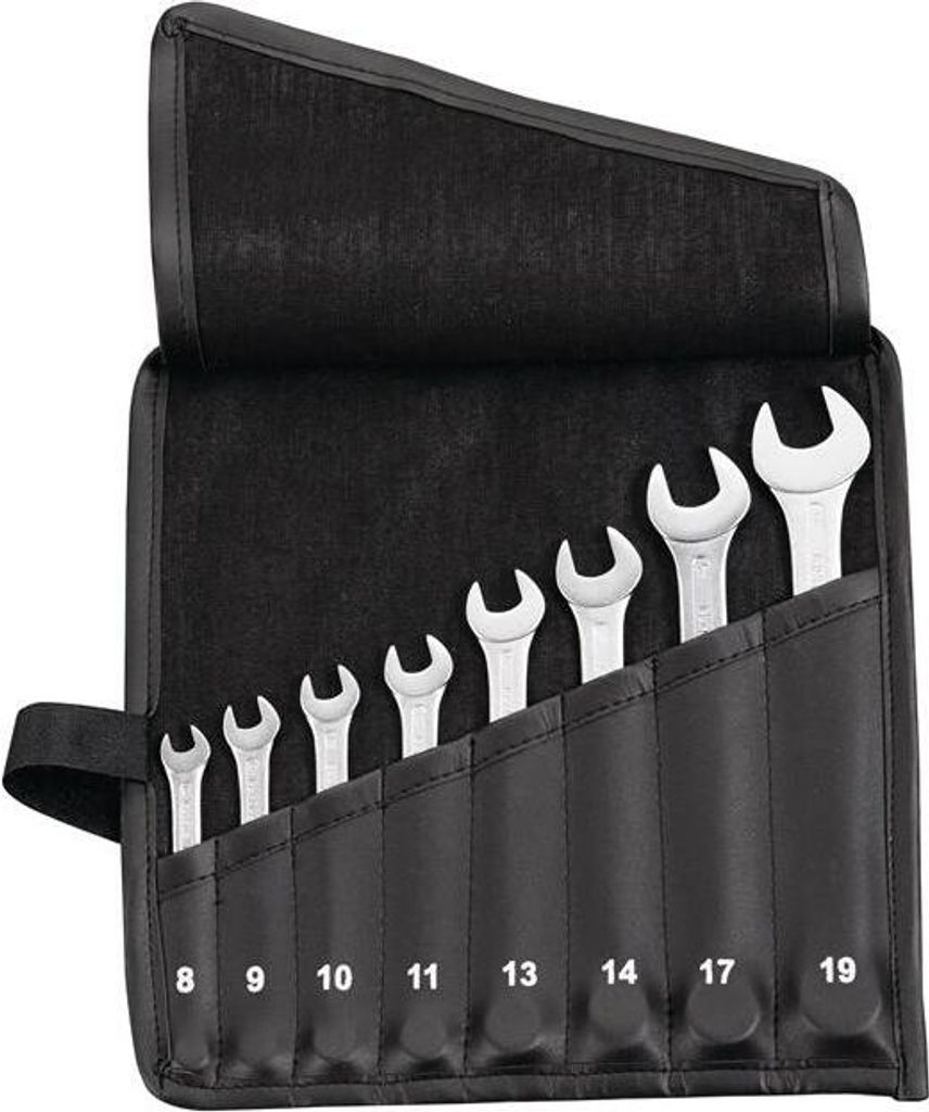 Ringmaulschlüsselsatz 12tlg.SW 6-22mm Form A CV-Stahl in Rolltasche PROMAT