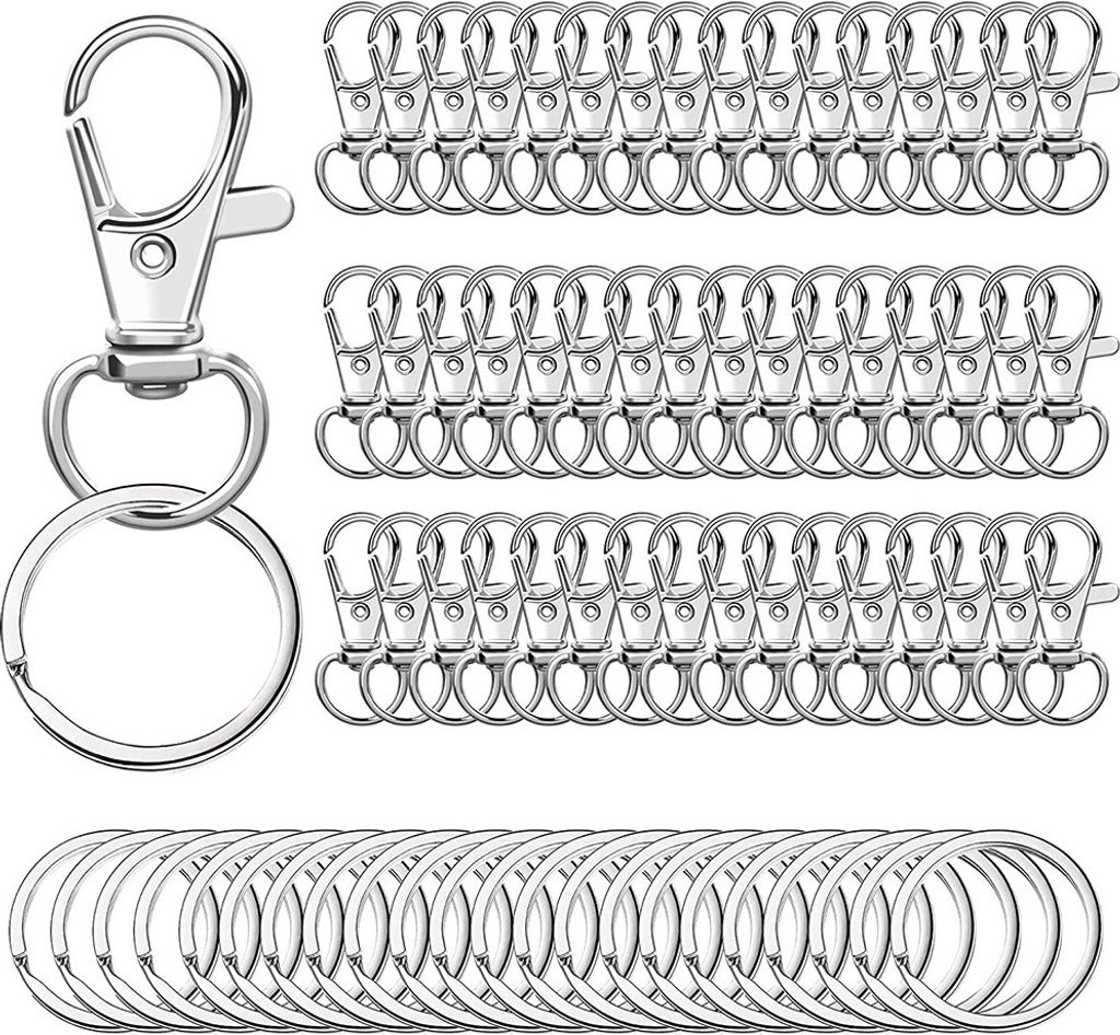 50 Stück Schlüsselringe, Schlüsselanhänger Karabiner, Kettenverschluss, Ringe Karabinerhaken mit Drehgelenk für Makramee Zubehör und DIY Hand...