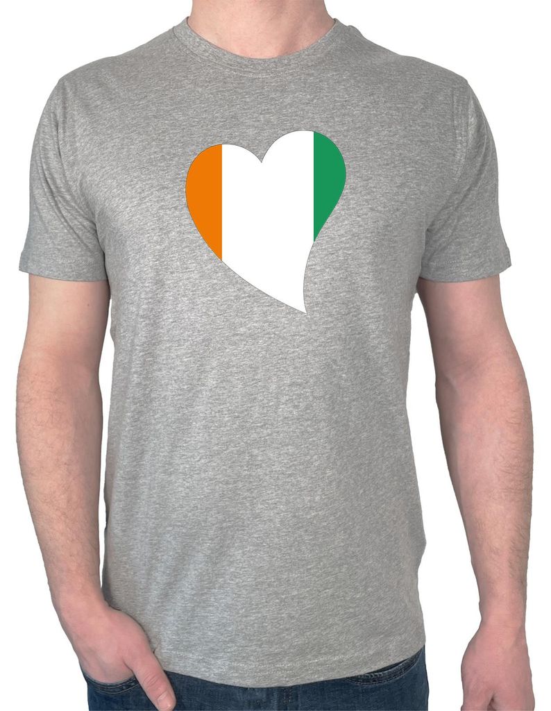 Huuraa Herren T-Shirt Elfenbeinküste Flagge Herz L Sport Grey Bio Baumwolle Fairtrade Herrenshirt Geschenkidee