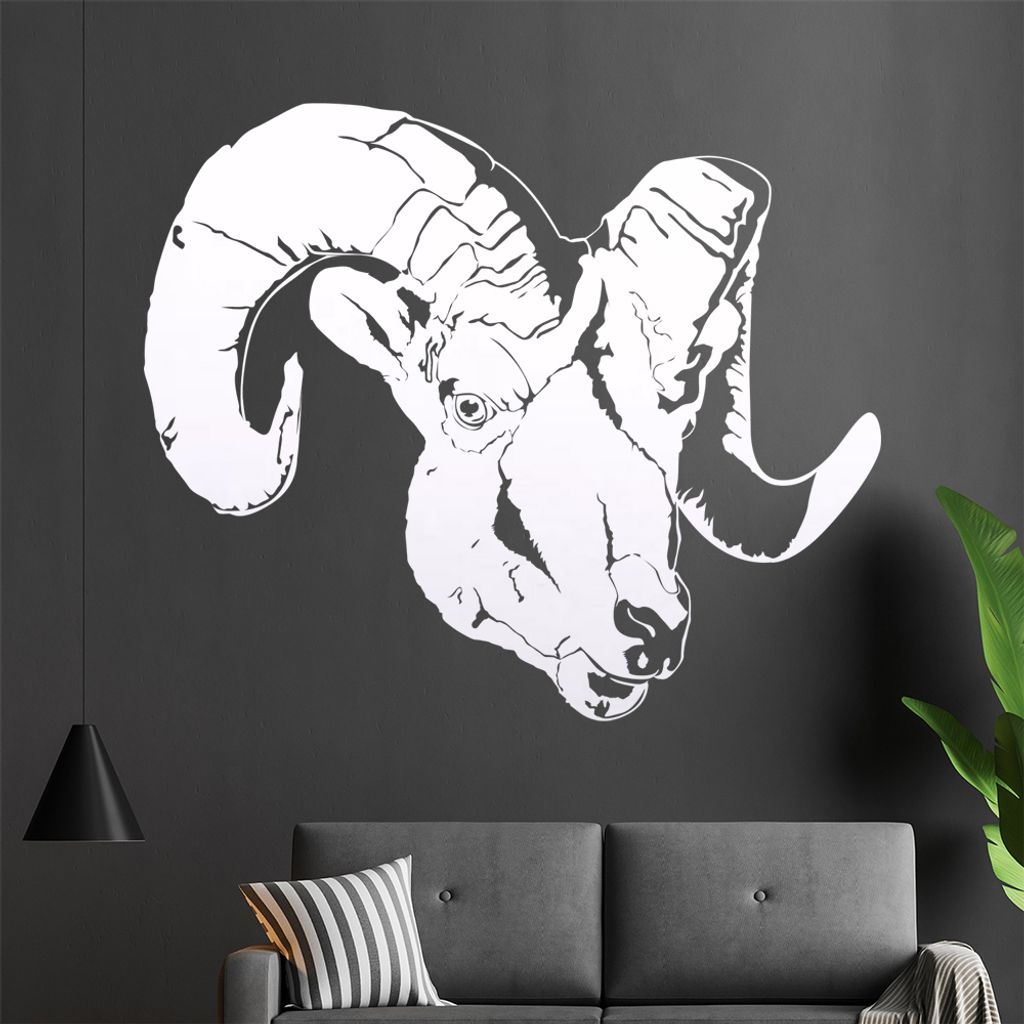 KIWISTAR Mufflon europäisch Korsika Wandtattoo in 6 Größen - Wandaufkleber Wall Sticker - Dekoration, Küche, Wohnzimmer, Schlafzimmer, Badezimmer