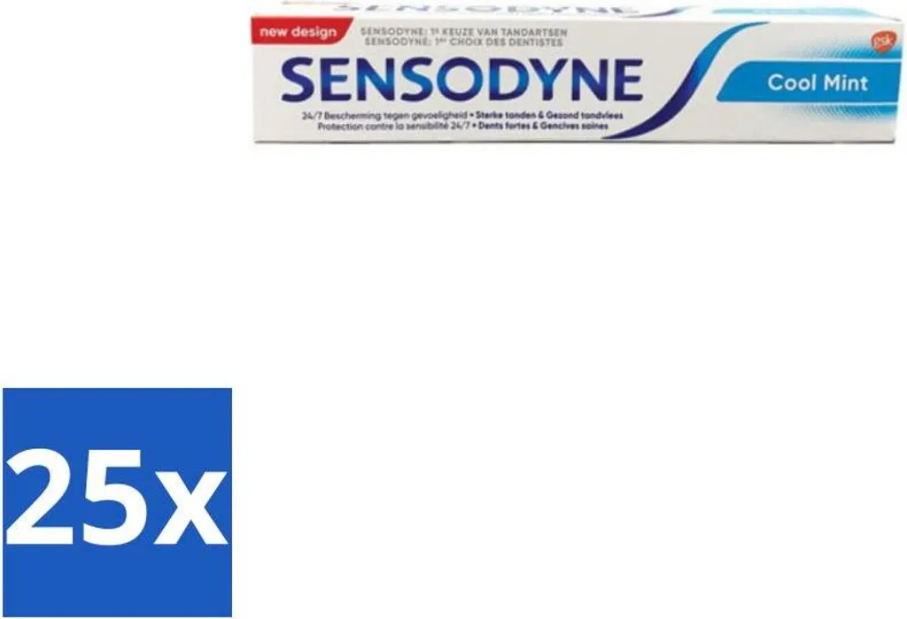 Dentifricio Sensodyne – Cool Mint – Per denti sensibili – 75 ml - Confezione risparmio - 25 pezzi