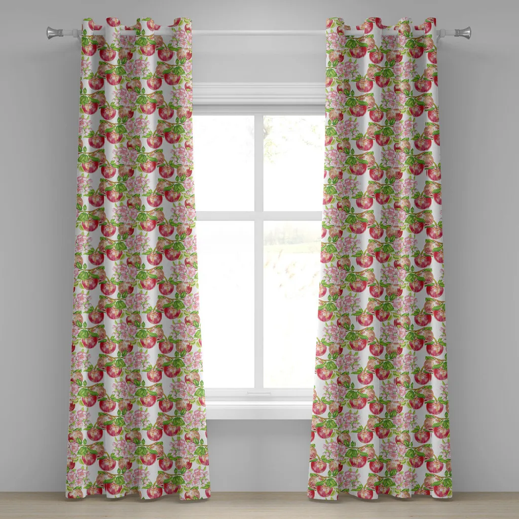 Rideau décoratif pommier fleuri 2 panneaux avec œillets 280x175 cm