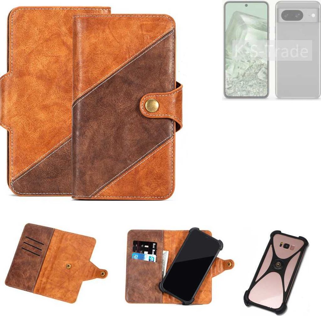 K-S-Trade Handyhülle Schutzhülle Bookstyle Case Wallet-Case kompatibel mit Google Pixel 8a Cover Klapphülle Kantenschutz Smartphone dunkelbraun