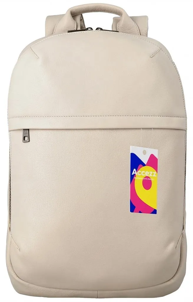 Sac à dos ordinateur 16 pouces Accezz en cuir beige - Style élégant - 9