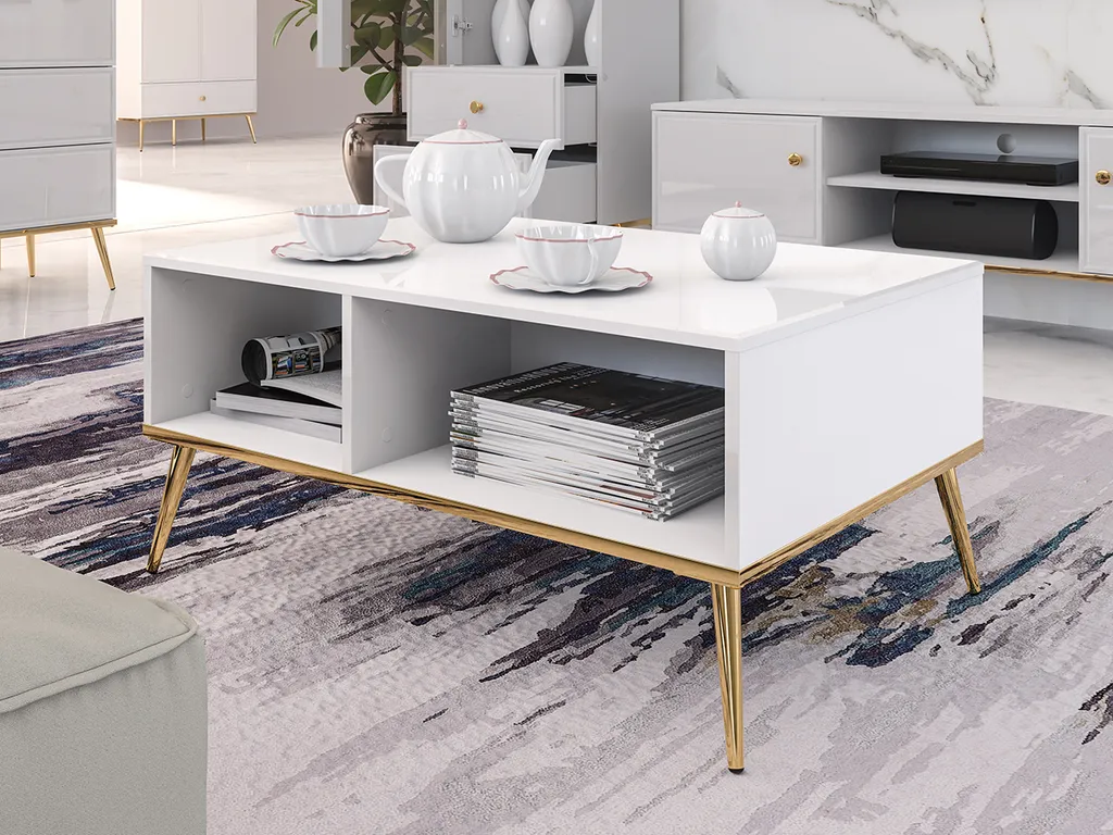 Table basse AIKE blanc mat résistante aux rayures et facile à monter
