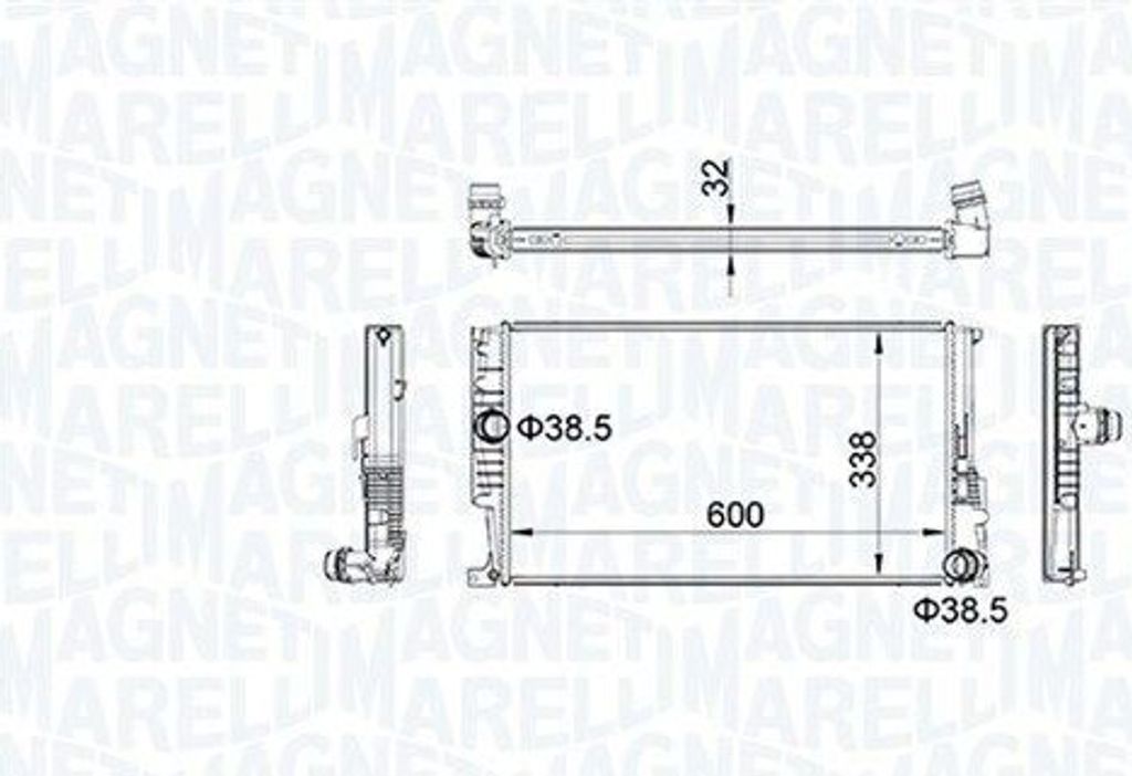 MAGNETI MARELLI 350213159600 Kühler Wasserkühler Motorkühler für BMW 1 Schrägheck (F20) 3 Touring (F31) 3 Limousine (F30, F80) 4 Gran Coupe (F...
