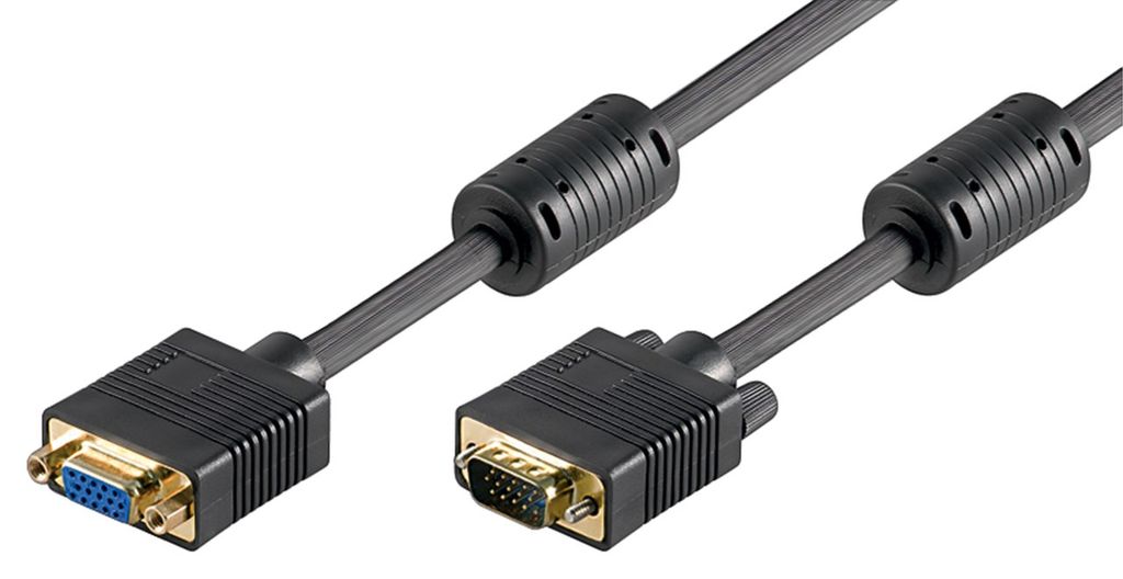 Goobay 50488 Full HD SVGA Monitorverlängerung, vergoldet, 10 m, Schwarz - VGA-Stecker (15-polig) > VGA-Buchse (15-polig)