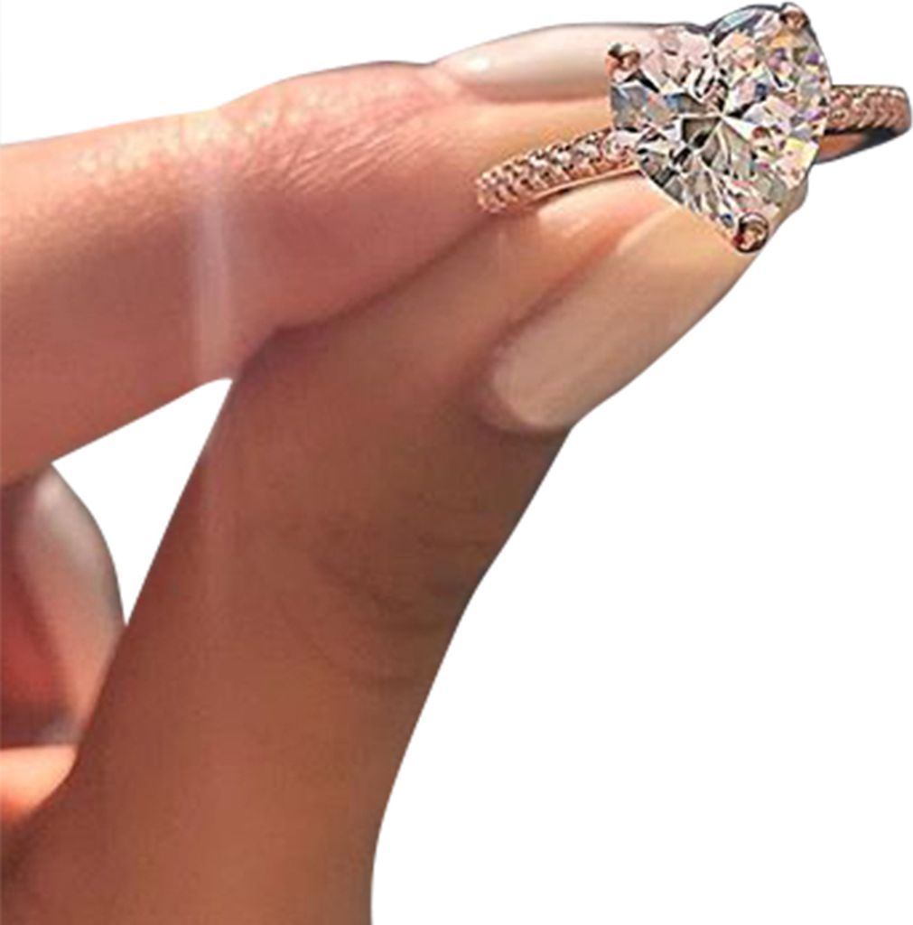 Mode Frauen Liebe Herz Zirkonia Engagement Fingerring Schmuck Dekor