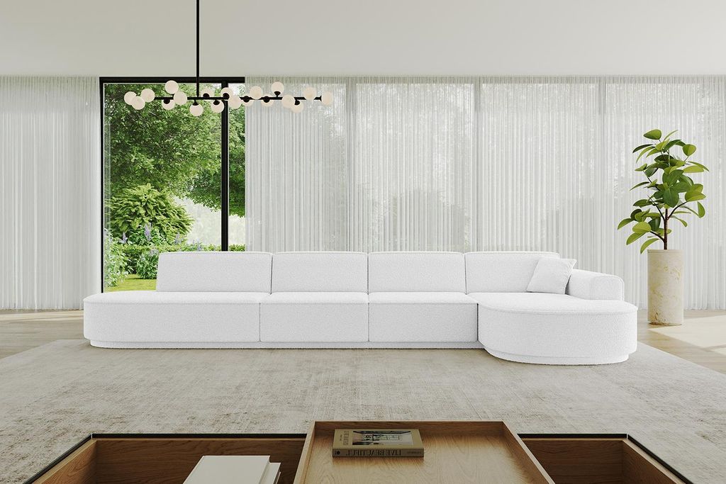 ALTDECOR Ecksofa in L-Form MARI-L3-v3 - 413x171x83 cm Weiß - Corner Sofa Bett Eckcouch Couch Wohnlandschaft Cauchsofa