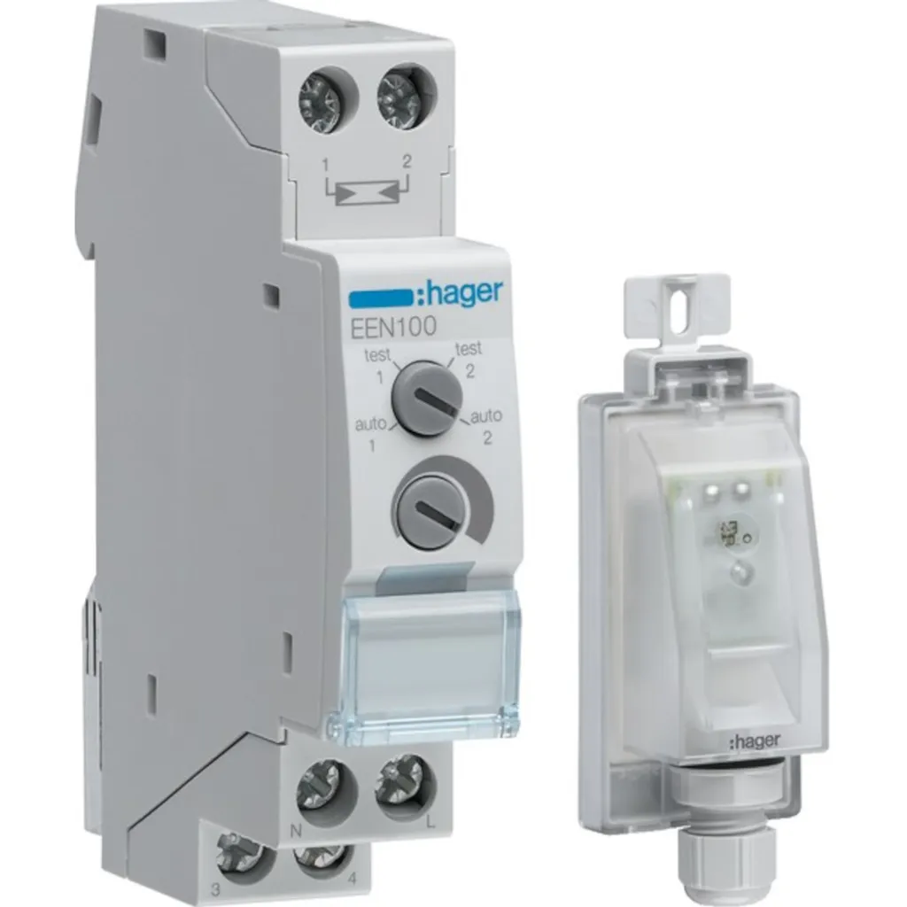 Hager EEN100 Interrupteur Crépusculaire 2000 Lux Gris Haute Précision