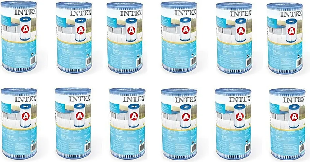 Intex 29007E - Set Di 12 Cartucce Filtranti Di Ricambio Per Piscina, Modello H, Misura 7,6x10,2 Cm, Per Pompe 28601/28602