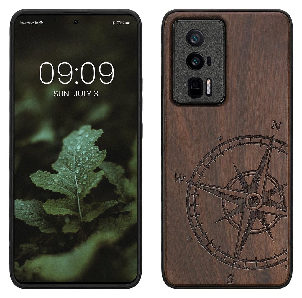 kwmobile Handyhülle für Xiaomi Poco F5 Pro 5G Hülle Holz - Produktbild 