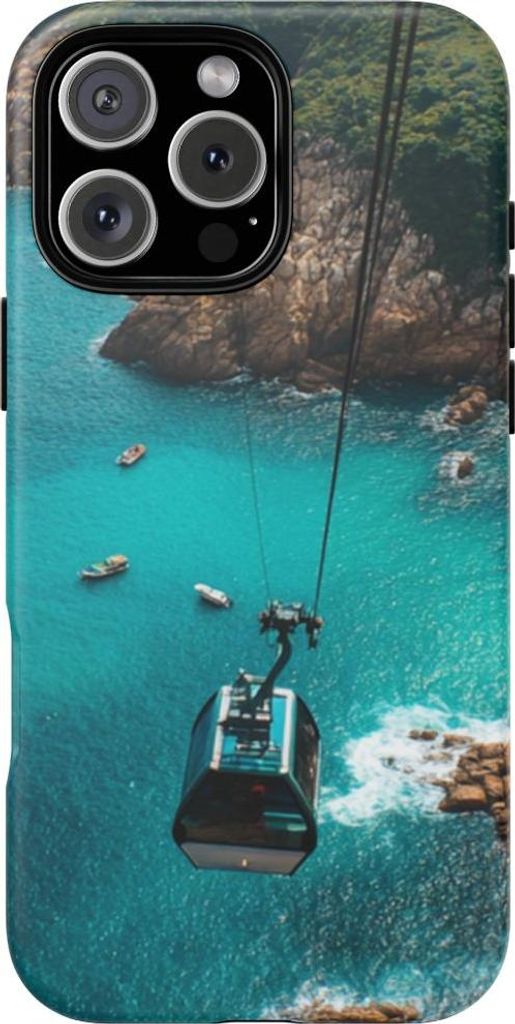 Seilbahn über türkisblauem Meer und felsiger Küste – Hülle Kompatibel mit iPhone 16 Pro Max