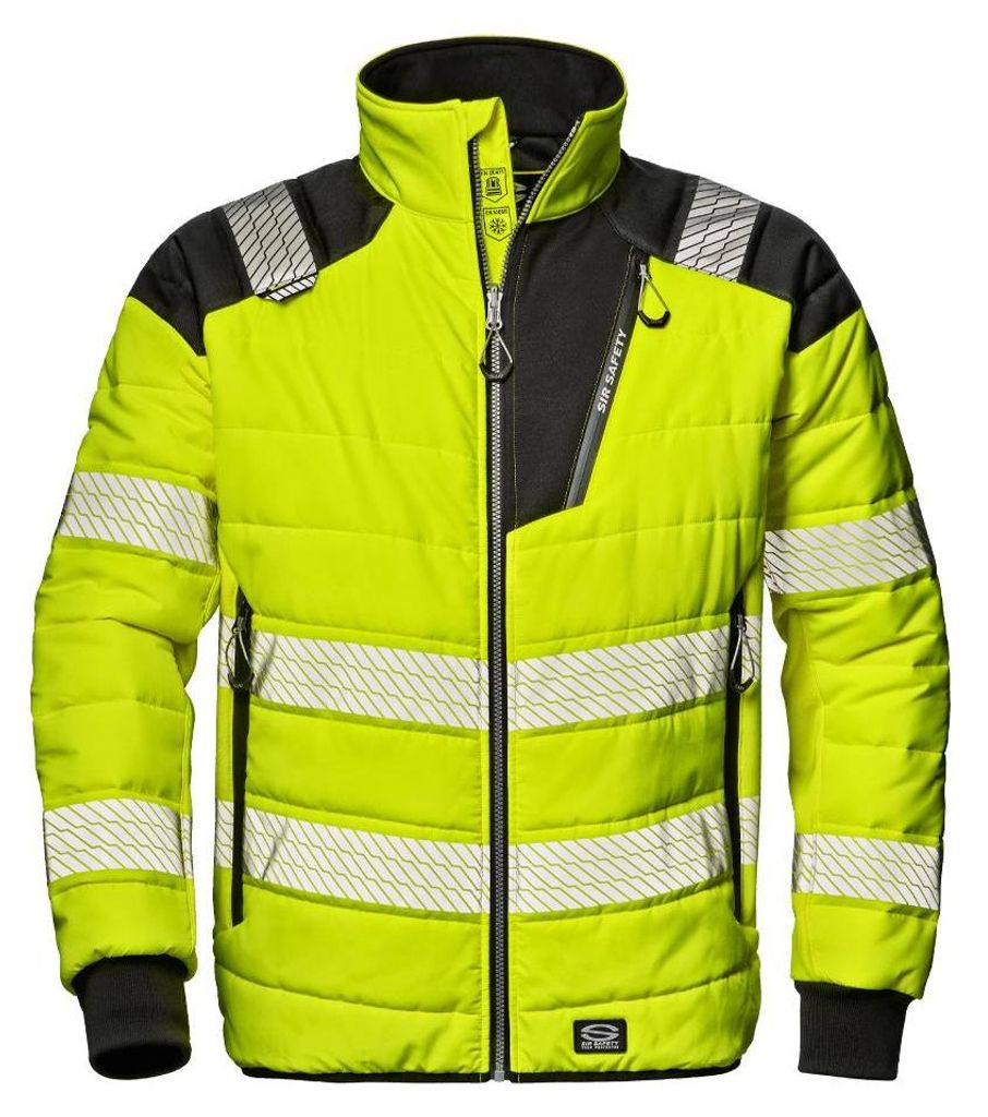 Sir Safety STORM RUSH Warnschutz Softshelljacke Klasse 2 wasserabweisend Herren, XL, Signalgelb/Schwarz