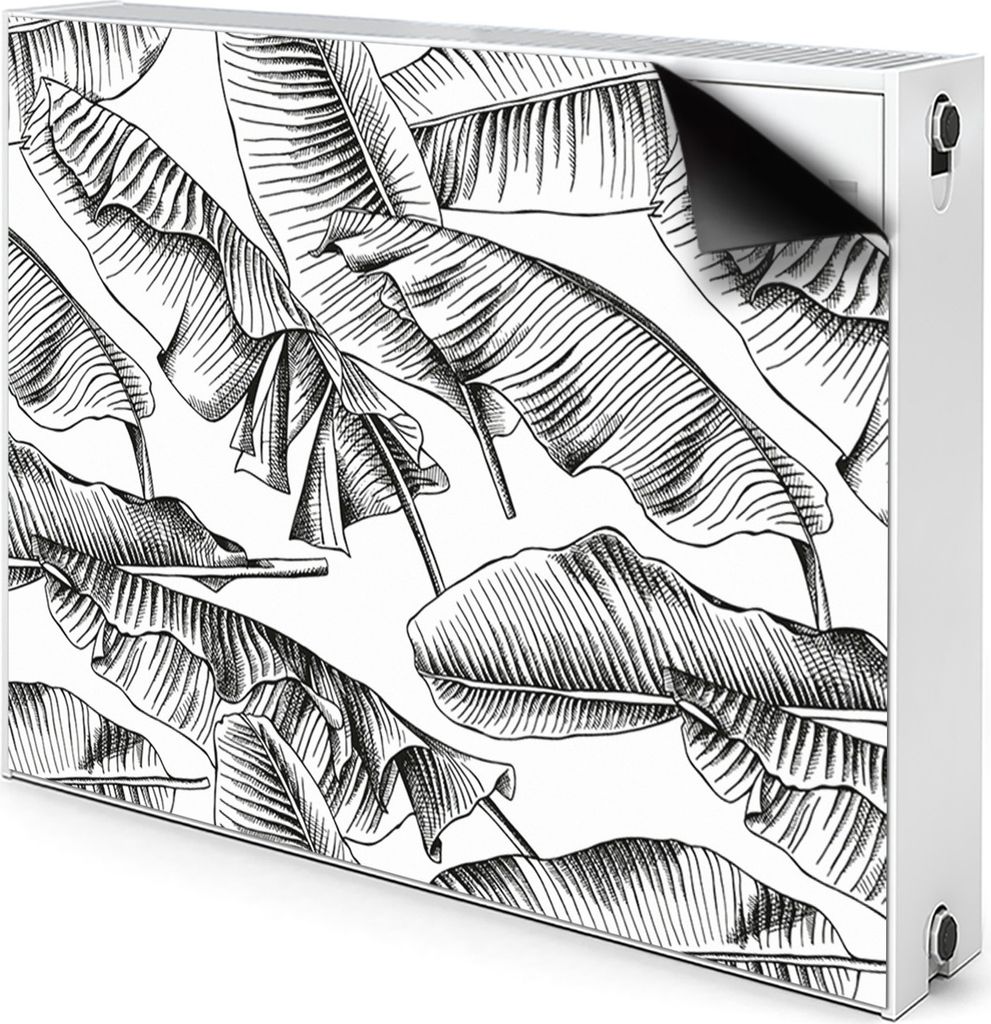 Magnet Heizkörper-Abdeckung Verkleidung Abdeckung Heizkörperabdeckung 110x60 cm - Schwarz, Blätter