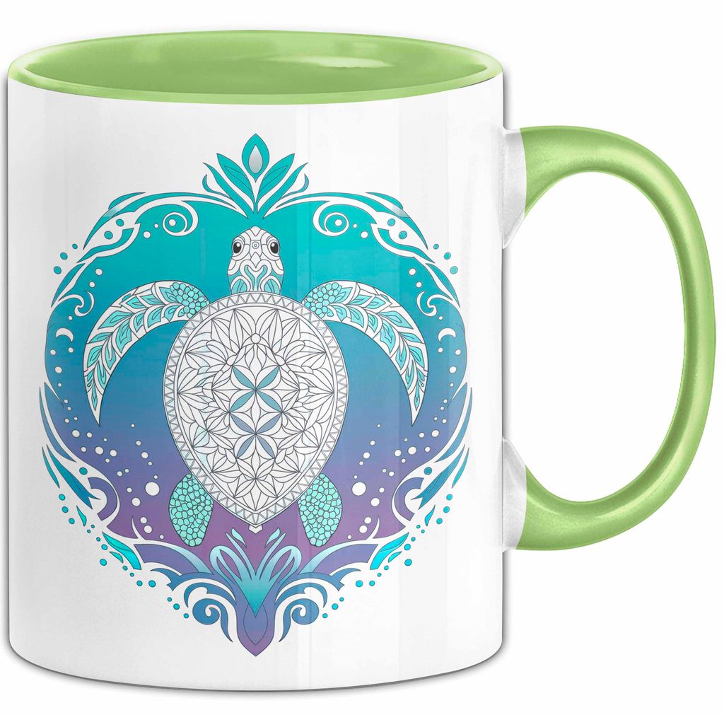 Schildkröte Tierliebhaber Tasse Geschenk Lustige Geschenkidee Spruch Schildkröten Mandala (Grün)