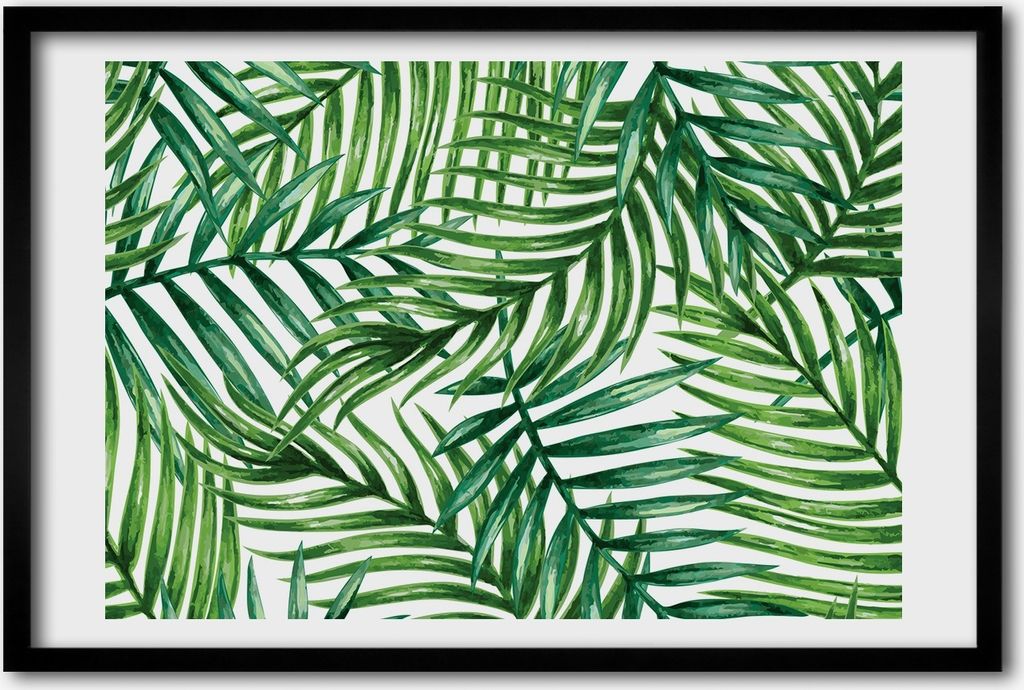 Bild 60x40 MDF-Rahmen, Wandkunst Palmenblätter