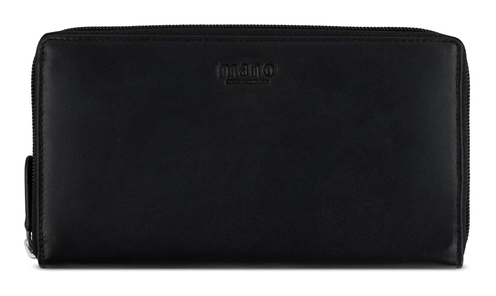 Portafoglio RFID Mano Don Andrea Pelle Bovina Donna Nero Zip Wallet