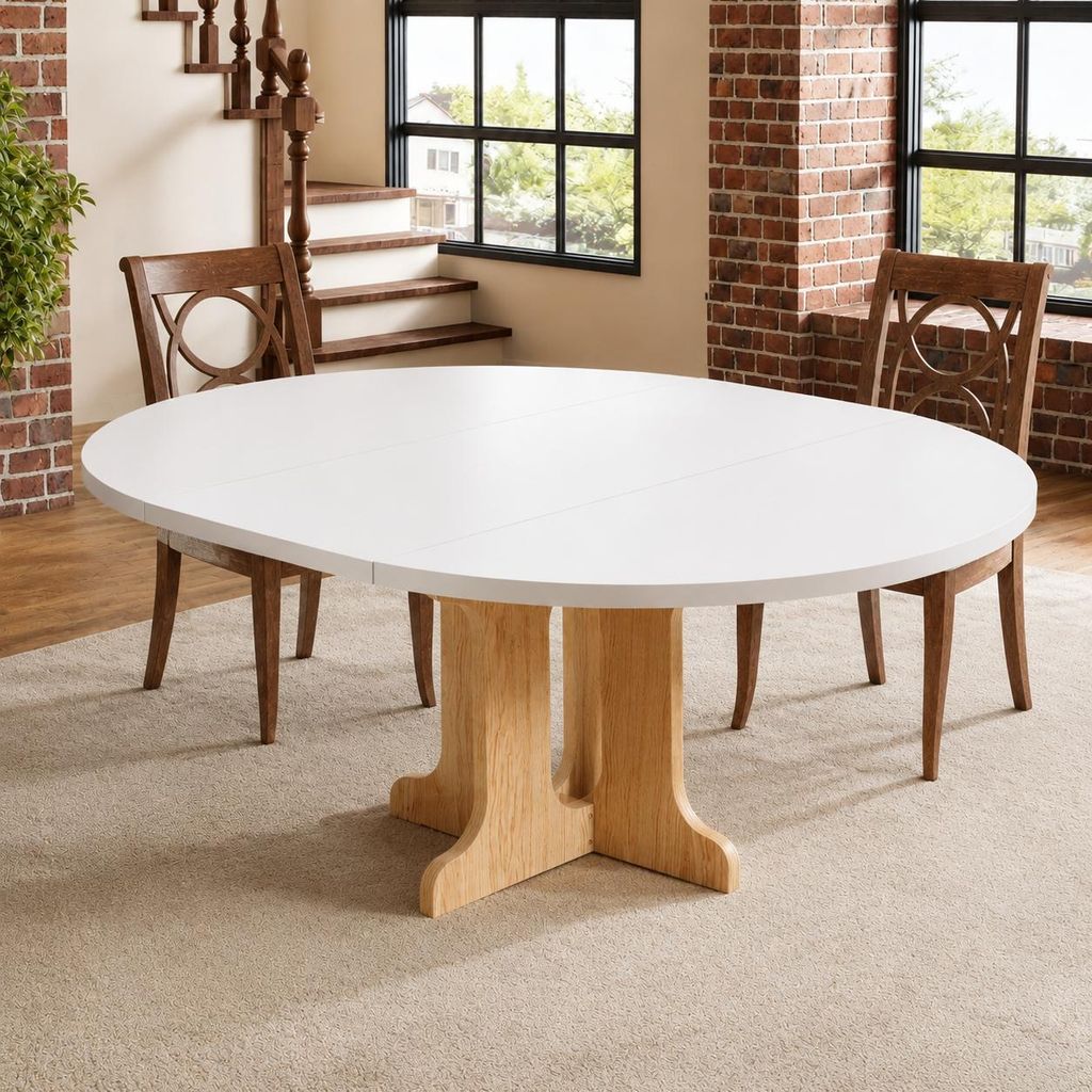 Runder Ausziehbarer Tisch Küchentisch 90-120 cm, 4-8 Produktbild  KI-generiertes Bild