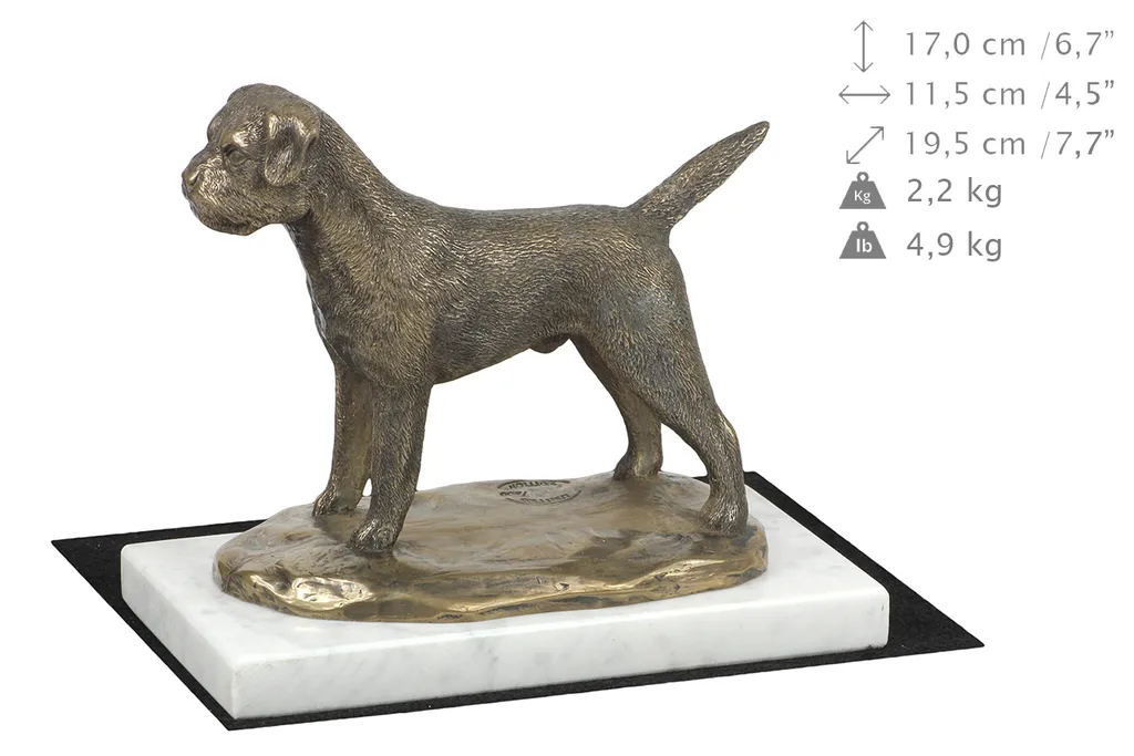 Cadeau Idéal Border Terrier : Statue Marbre Blanc Durable pour Collection - 5
