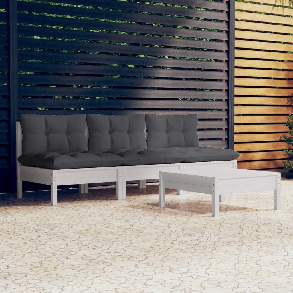 ZMH 4-tlg. Garten-Lounge-Set mit Anthrazit Kissen Kiefernholz