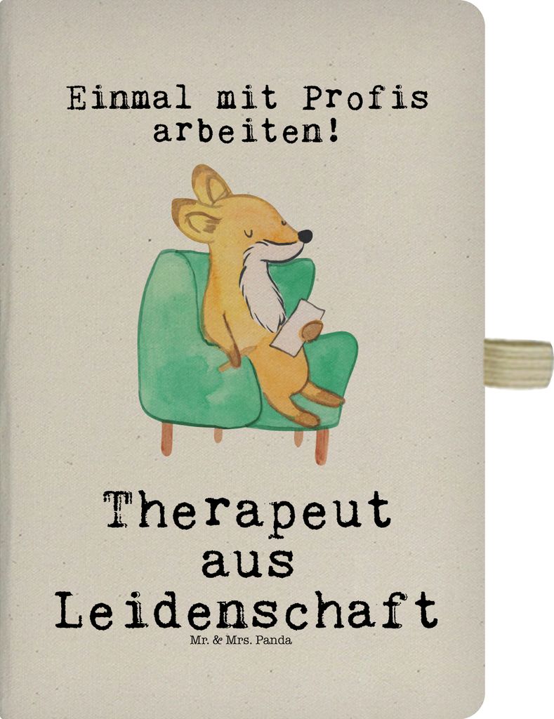 Mr. & Mrs. Panda Journal Therapeut Leidenschaft - Transparent - Geschenk, Adressbuch, Skizzenbuch, Schreibbuch, Tagebuch, notizbuch