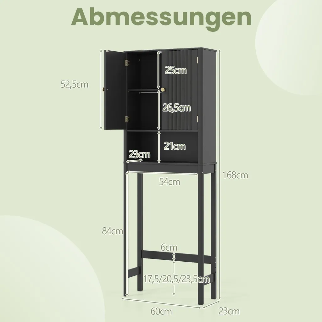 Meuble dessus WC noir étagère réglable en hauteur structure robuste