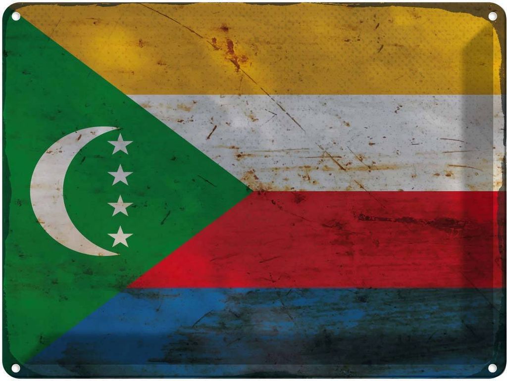 vianmo Blechschild 30x40 cm der Komoren Comoros Flagge Fahne Wappen