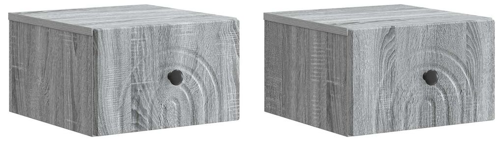 "2026 Moderne"Wandmontierter Nachttisch 2er-set elegantes Design - Nachtschrank - für Schlafzimmer - Graues Sonoma 33x34,5x20cm - Nachttische & -s...
