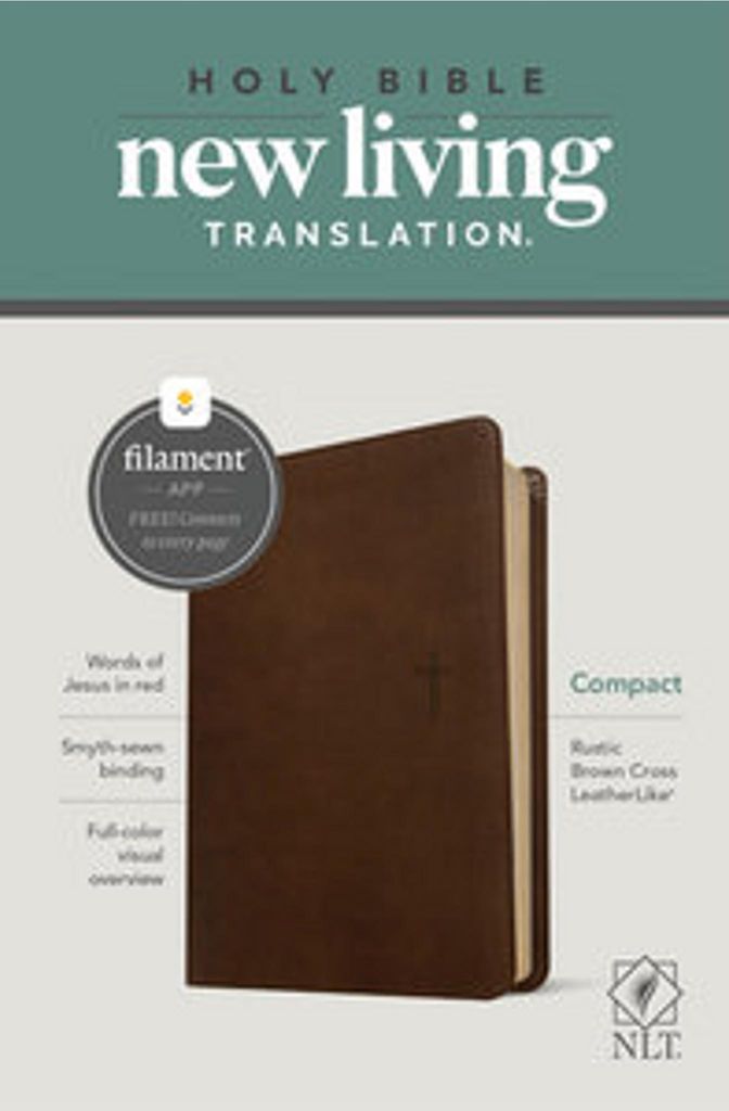NLT Compact Bible, Filament Enabled (Leatherlike, Rustic Brown Cross, Red Letter)