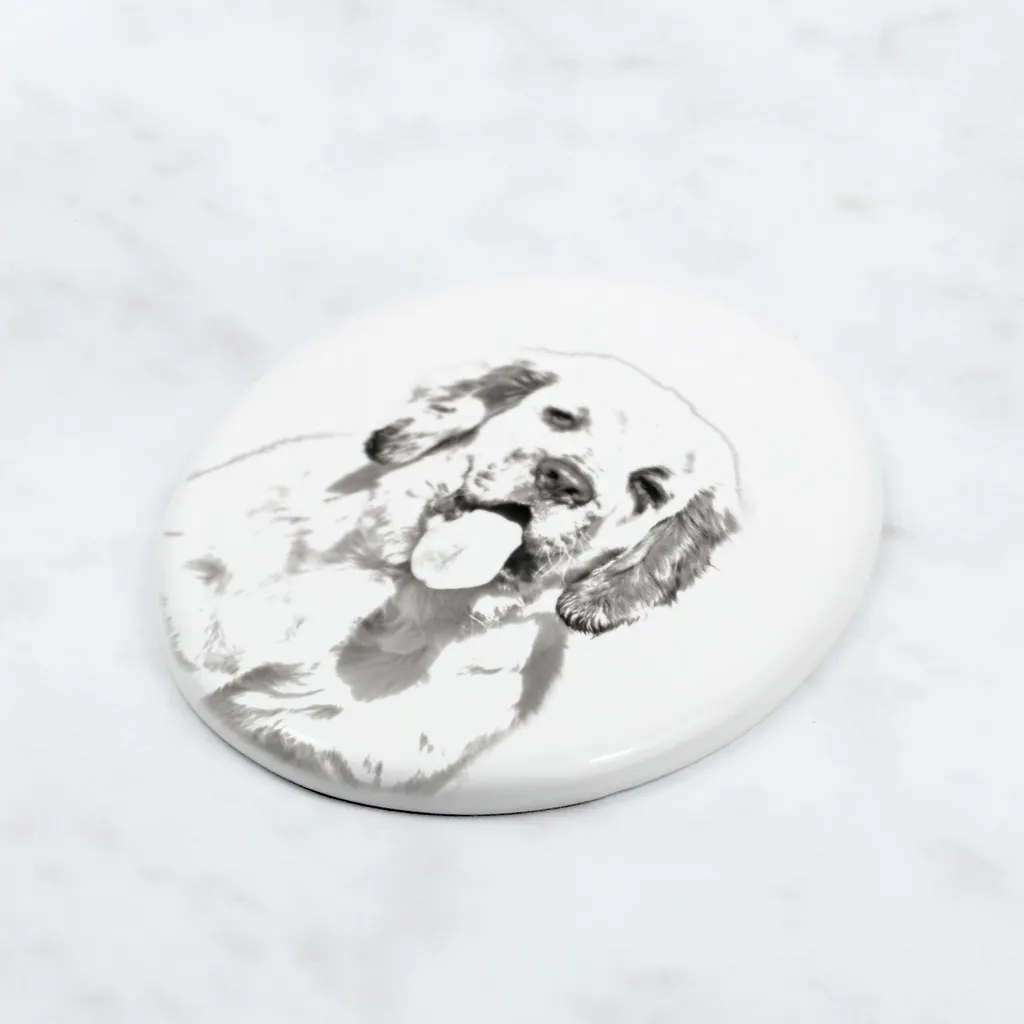 Targa Commemorativa Clumber Spaniel Art-Dog | Lapide Ceramica Ovale - 4